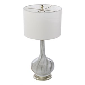 sei furniture nyledon table lamp with drum shade in white/gray/silver