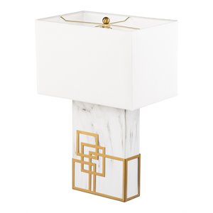 sei furniture loyden table lamp in white/gold with faux marble base