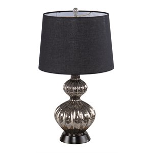 sei furniture lyratta sleek glass base table lamp in black/silver
