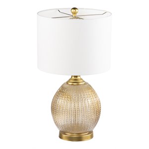 sei furniture villanda textured glass base table lamp in gold/white