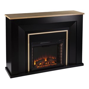 sei furniture cardington industrial electric fireplace in black/natural