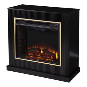 sei furniture crittenly contemporary electric fireplace in black/gold trim