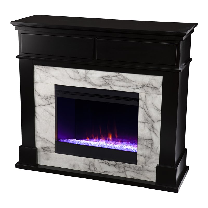 SEI Furniture Petradale Color Changing Faux Marble Electric Fireplace