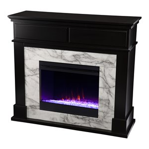sei furniture petradale color changing faux marble electric fireplace in black