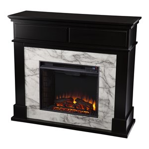 sei furniture petradale electric fireplace in black/white faux marble