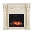SEI Furniture Calvert Carved Touch Screen Electric Fireplace in Creamy Ivory