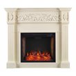 SEI Furniture Calvert Smart Electric Fireplace in Creamy Brushed Ivory