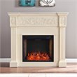 SEI Furniture Calvert Smart Electric Fireplace in Creamy Brushed Ivory