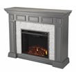 SEI Furniture Dakesbury Faux Stone Electric Fireplace in Gray Faux Stone