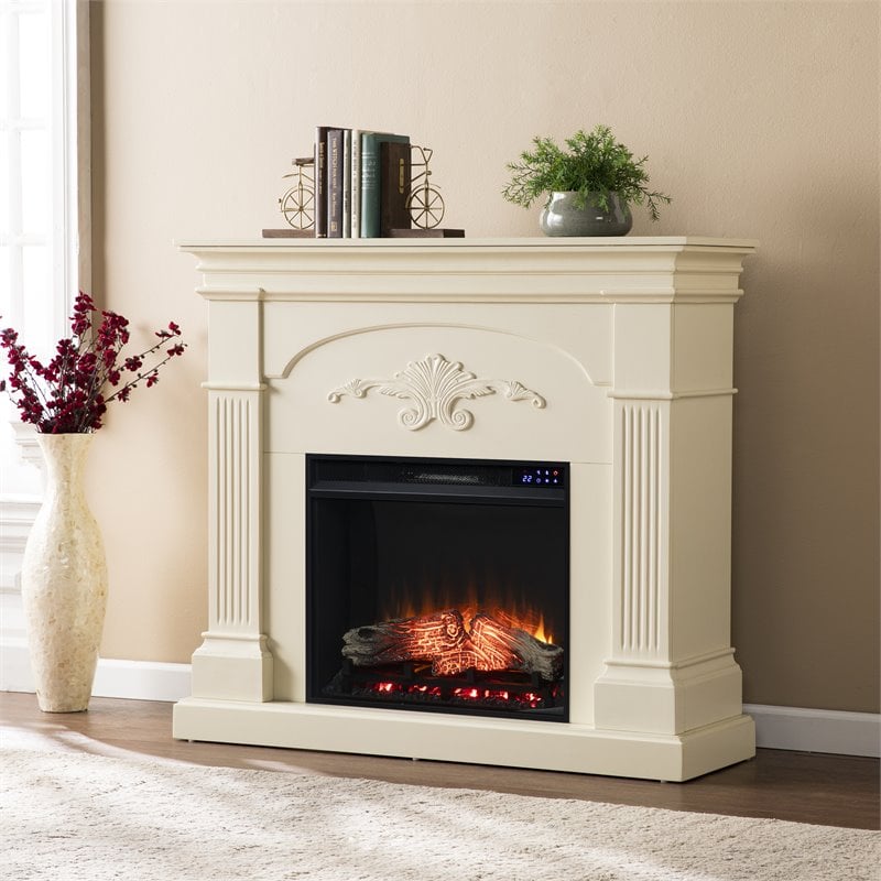 SEI Furniture Sicilian Touch Screen Electric Fireplace in Ivory
