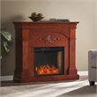 SEI Furniture Sicilian Smart Engineered Wood Electric Fireplace in Mahogany