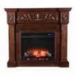 SEI Furniture Calvert Carved Touch Screen Electric Fireplace in Rich Espresso