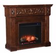 SEI Furniture Calvert Carved Touch Screen Electric Fireplace in Rich Espresso