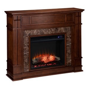 sei furniture highgate media touch screen electric fireplace in whiskey maple