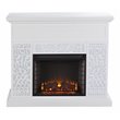SEI Furniture Wansford Contemporary Electric Fireplace in White with Mirror