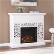 SEI Furniture Wansford Contemporary Electric Fireplace in White with Mirror