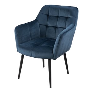 sei furniture trevilly velvet upholstered accent chair in blue/black