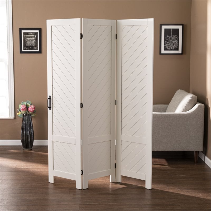 SEI Furniture Tottleigh Engineered Wood 3-Panel Room Divider in White