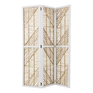 sei furniture quilino woven room divider screen in white/natural