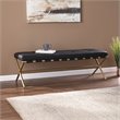 SEI Furniture Clairvoix Modern Faux Leather Bench in Black/Gold