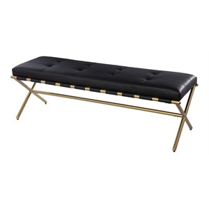 SEI Furniture Clairvoix Modern Faux Leather Bench in Black/Gold