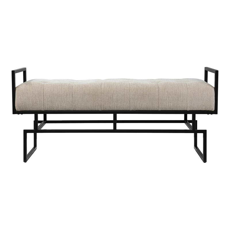 SEI Furniture Coniston Fabric Upholstered Bench in Beige/Gunmetal Gray