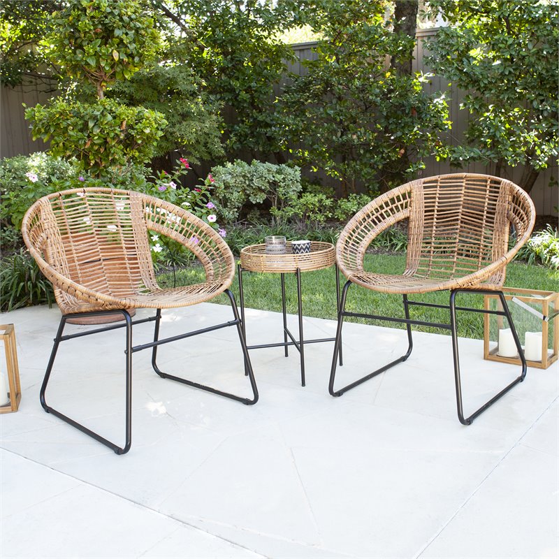 SEI Furniture Alandhra Indoor/Outdoor 3pc Bistro Set in Natural/Black