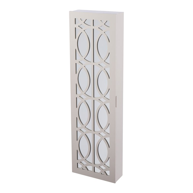 SEI Furniture Rymont Wall Mount Jewelry Armoire in Light Gray/Ivory