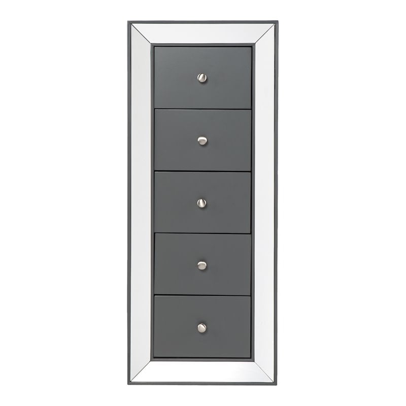SEI Furniture Wanley 5-Drawer Jewelry Armoire in Gray/Blue with Mirror