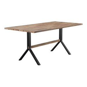 sei furniture standlake slatted outdoor dining table in natural/black