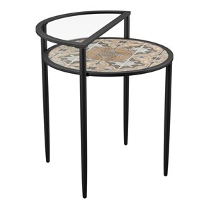 sei furniture lorengo outdoor accent table in black with multi-color tile