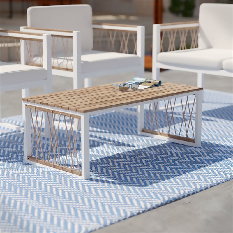 SEI Furniture Wallmond Outdoor Cocktail Table in Natural/White