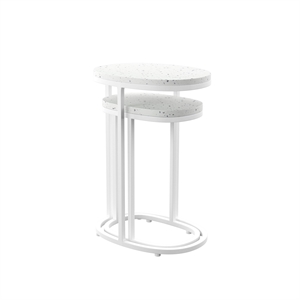 SEI Furniture Vicanno Terrazzo Outdoor Nesting Tables in White