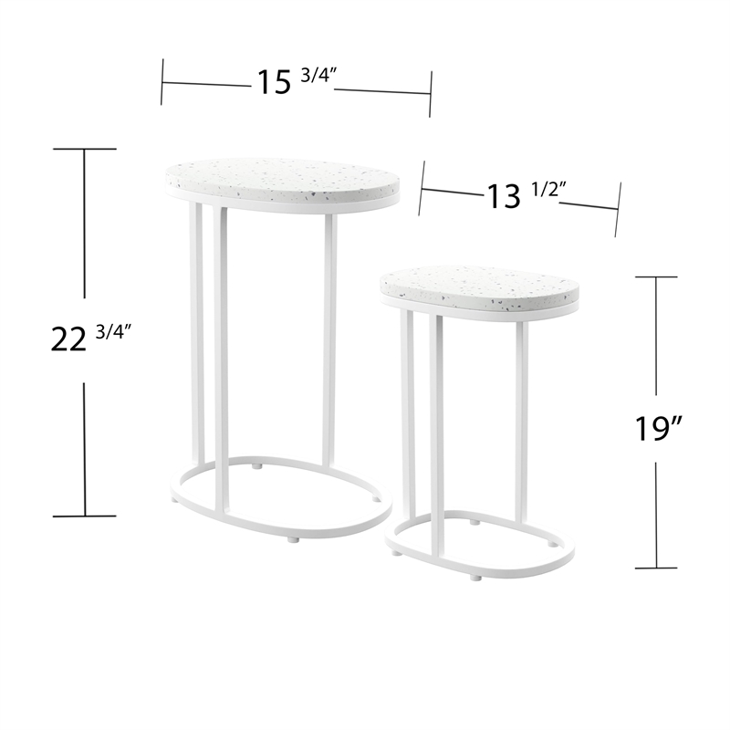 SEI Furniture Vicanno Terrazzo Outdoor Nesting Tables in White