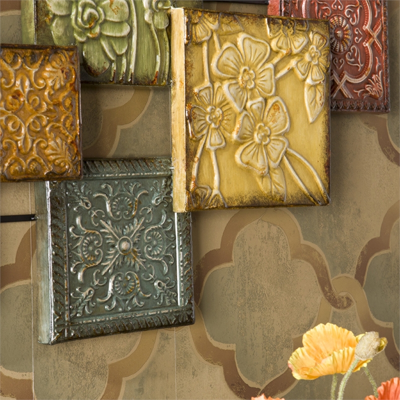 SEI Furniture Brussel Hand Painted and Glazed Wall Sculpture