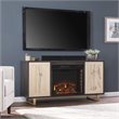 SEI Furniture Wilconia Wood TV Stand with Electric Media Fireplace in Brown/Gold