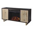 SEI Furniture Wilconia Wood TV Stand with Electric Media Fireplace in Brown/Gold