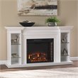 SEI Furniture Henstinger Engineered Wood Bookcase Electric Fireplace in White
