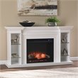 SEI Furniture Henstinger Touch Screen Wood Bookcase Electric Fireplace in White
