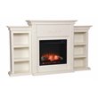 SEI Furniture Tennyson Touch Screen Wood Electric Fireplace w/ Bookcase in Ivory