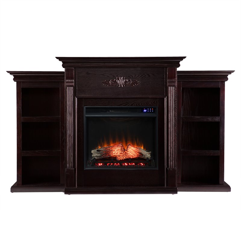 SEI Furniture Tennyson Touch Screen Wood Electric Fireplace in Classic Espresso