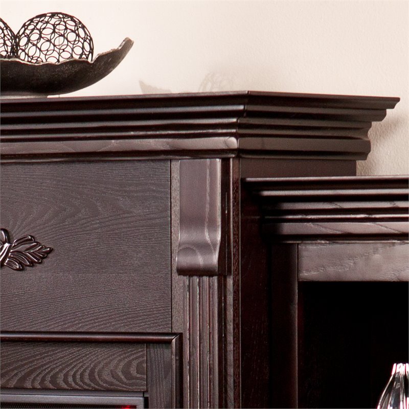 SEI Furniture Tennyson Touch Screen Wood Electric Fireplace in Classic Espresso
