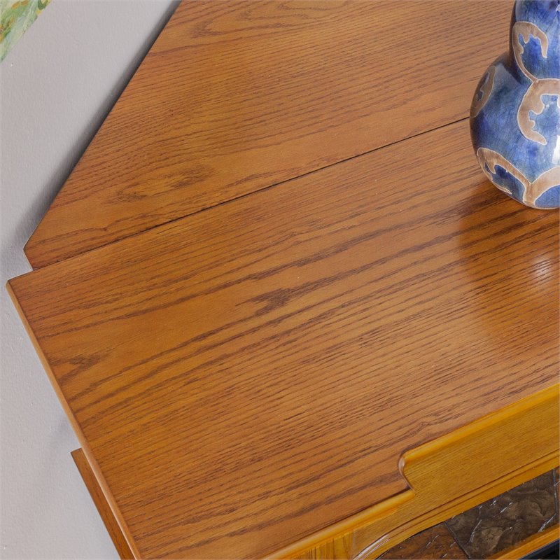 SEI Furniture Cartwright Touch Screen Wood Electric Corner Fireplace in Oak