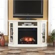 SEI Furniture Claremont Touch Screen Wood Electric Corner Fireplace in Ivory