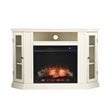 SEI Furniture Claremont Touch Screen Wood Electric Corner Fireplace in Ivory