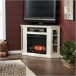 SEI Furniture Claremont Touch Screen Wood Electric Corner Fireplace in Ivory