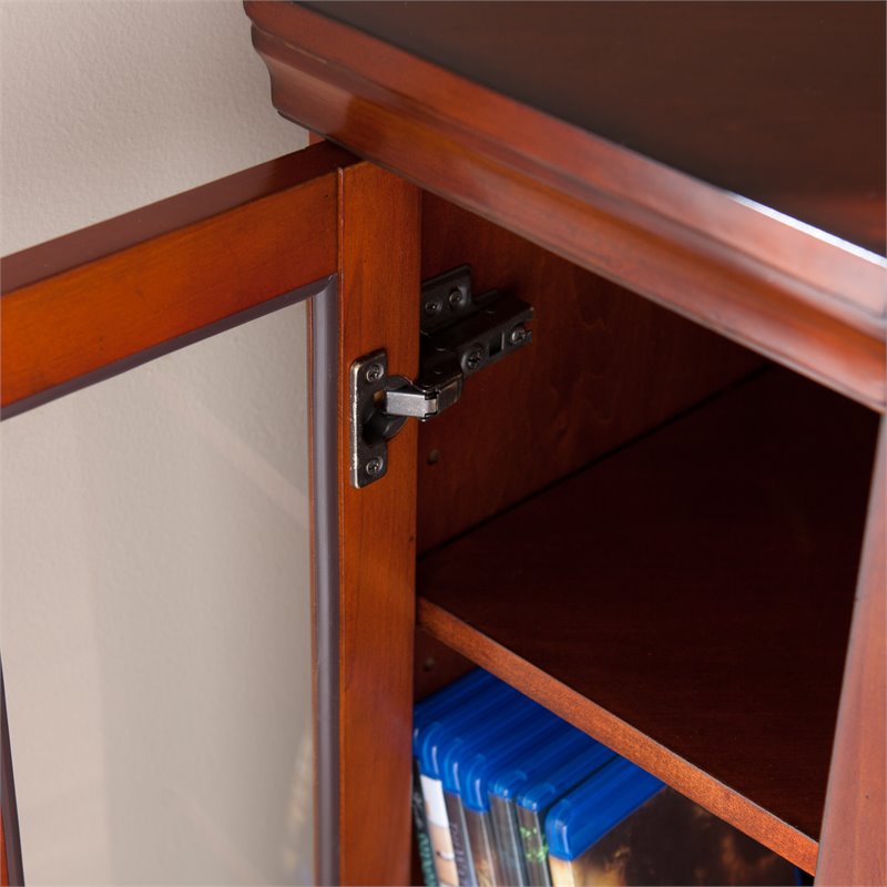 SEI Furniture Claremont Touch Screen Wood Electric Corner Fireplace in Mahogany