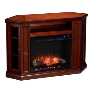 sei furniture claremont touch screen wood electric corner fireplace in mahogany