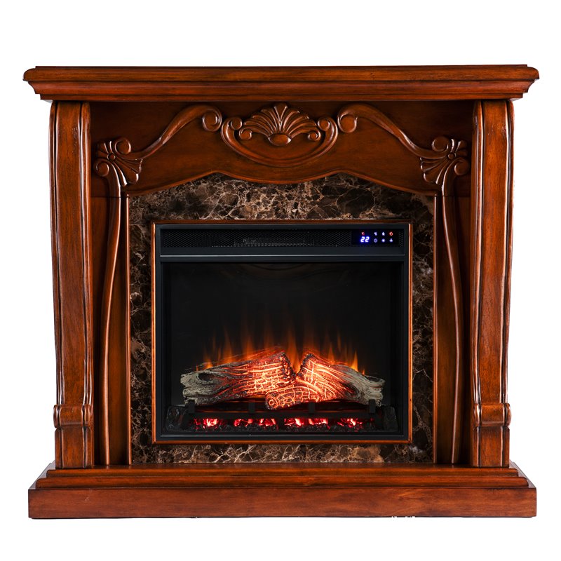 SEI Furniture Cardona Touch Screen Engineered Wood Electric Fireplace in Walnut