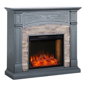 sei furniture seneca engineered wood smart media fireplace in cool slate gray